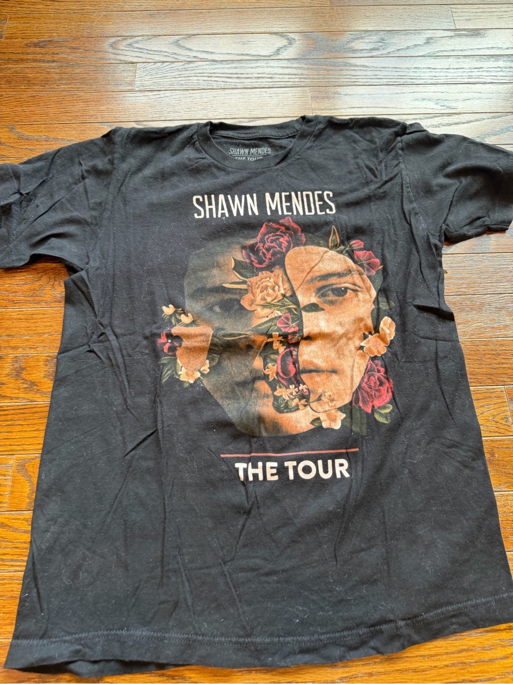 Shawn Mendes the tour Black Floral Face Tour Short Sleeve Tee